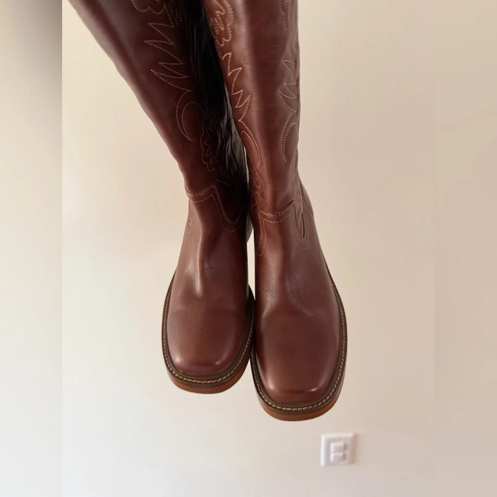Free People x FRYE Kate Deco Stich Boots, Brown, NWOT, size 8B - Picture 7 of 9